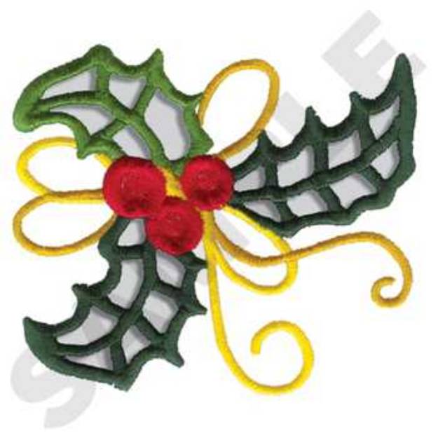 Picture of Christmas Holly Cutwork Machine Embroidery Design