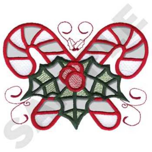 Picture of Candy Cane Cutwork Machine Embroidery Design