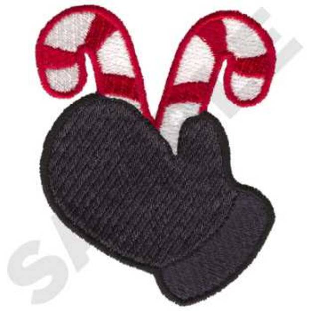 Picture of Mitten And Candy Canes Machine Embroidery Design