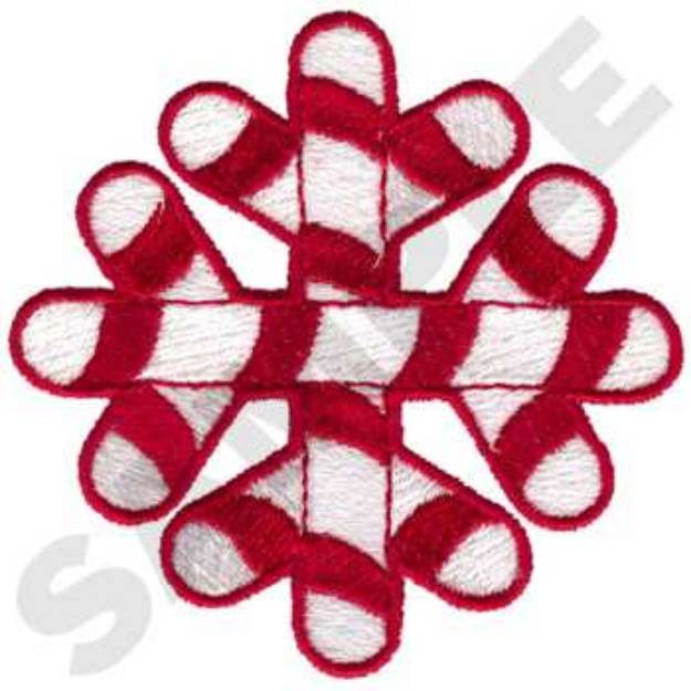 Picture of Candy Cane Snowflake Machine Embroidery Design