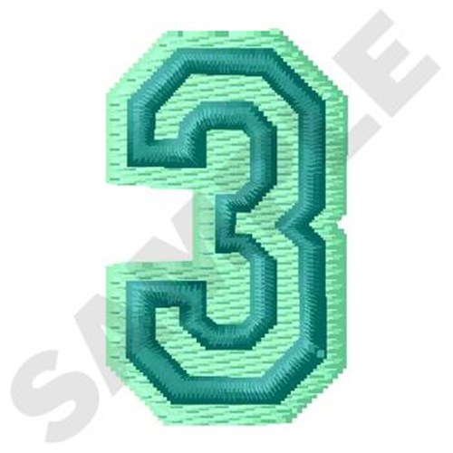 Jersey Number 3 Machine Embroidery Design