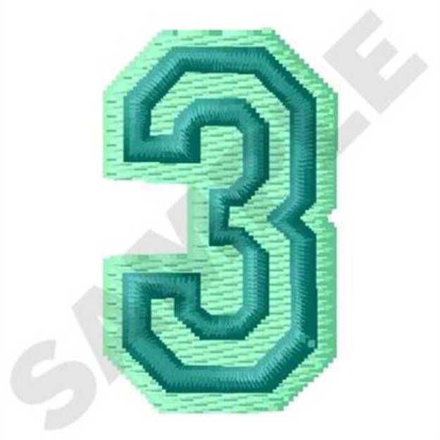 Picture of Jersey Number 3 Machine Embroidery Design