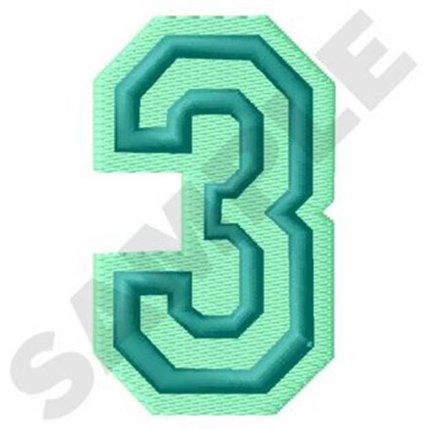 Picture of Jersey Number 3 Machine Embroidery Design