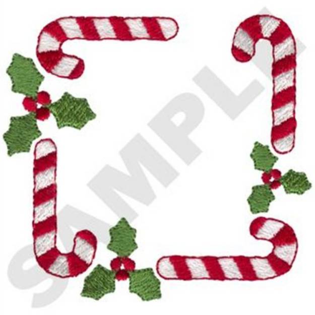 Picture of Candy Cane Frame Machine Embroidery Design
