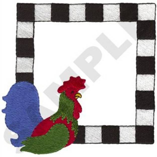 Picture of Rooster Frame Machine Embroidery Design
