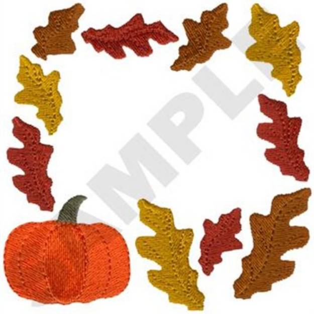 Picture of Fall Leaves Frame Machine Embroidery Design