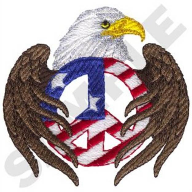 Picture of Eagle With Peace Sign Machine Embroidery Design