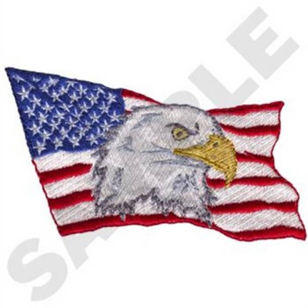 Picture of Eagle With Flag Machine Embroidery Design