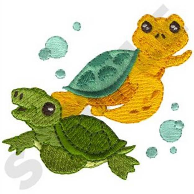 Picture of Two Turtles Swimming Machine Embroidery Design