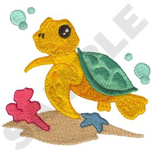 Swimming Sea Turtle Machine Embroidery Design