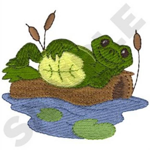 Picture of Turtle On Log Machine Embroidery Design