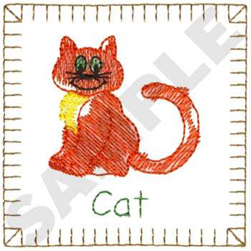 Cat Quilt Square Machine Embroidery Design