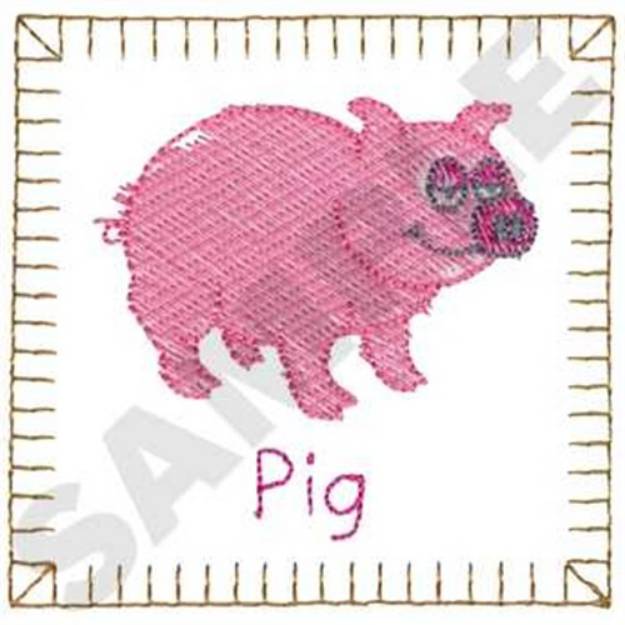 Picture of Pig Quilt Square Machine Embroidery Design