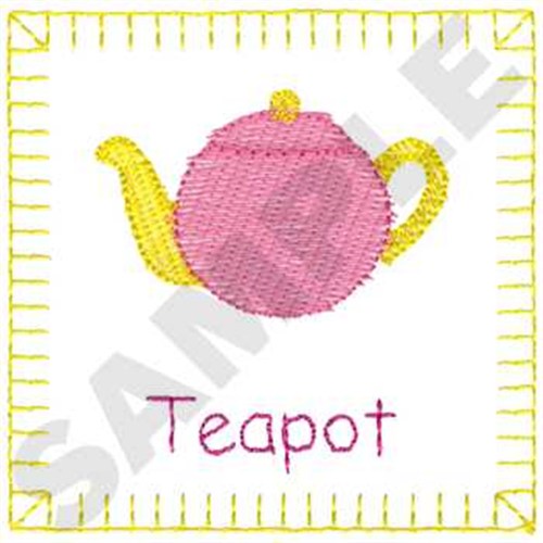 Teapot Quilt Square Machine Embroidery Design
