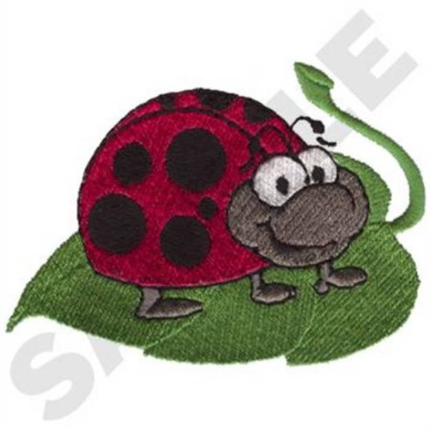 Picture of Boy Ladybug On Leaf Machine Embroidery Design
