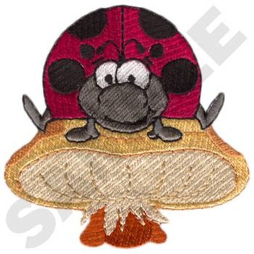 Boy Ladybug On Mushroom Machine Embroidery Design