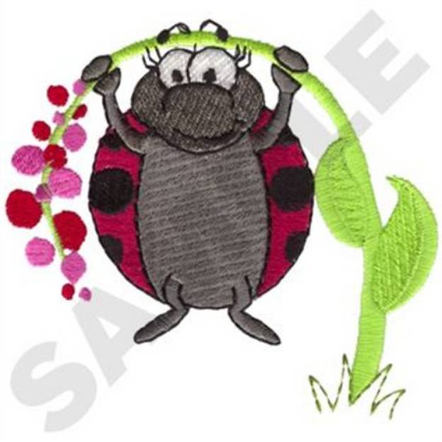 Picture of Girl Ladybug On Flower Machine Embroidery Design