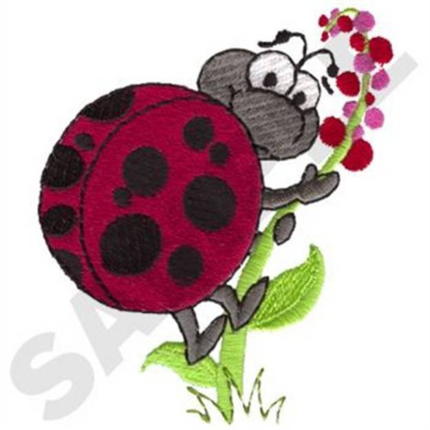 Picture of Boy Ladybug On Flower Machine Embroidery Design