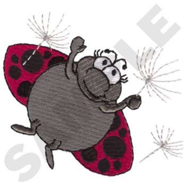 Picture of Girl Ladybug On Dandelion Seed Machine Embroidery Design