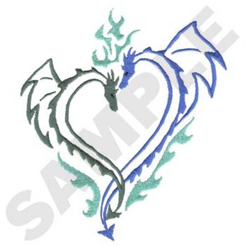 Heart Dragons Machine Embroidery Design