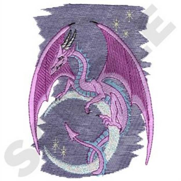 Picture of Dragon On Moon Machine Embroidery Design