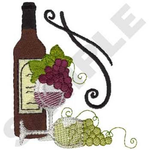 Wine Glass With Grapes Machine Embroidery Design