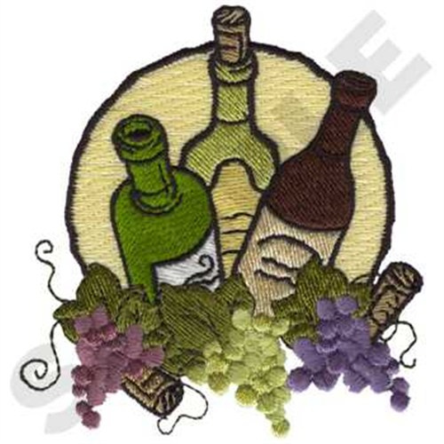 Wine Bottles Machine Embroidery Design