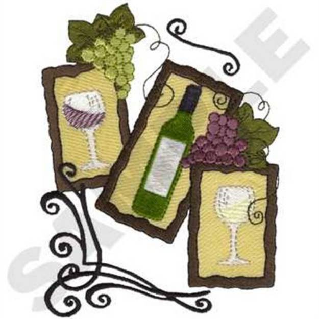 Picture of Wine Picture Frames Machine Embroidery Design
