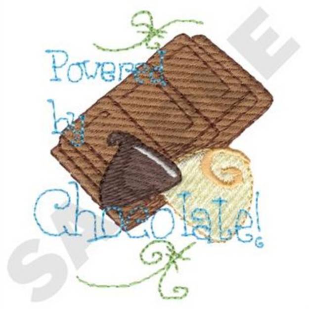 Picture of Powered By Chocolate Machine Embroidery Design