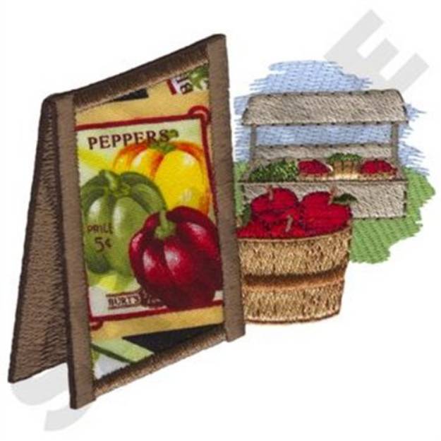 Picture of Vegetable Stand Applique Machine Embroidery Design