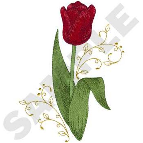 Red Emperor Tulip Machine Embroidery Design