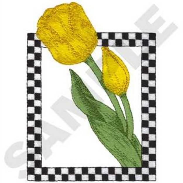 Picture of Tulips W/ Checkerboard Machine Embroidery Design
