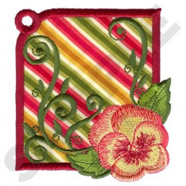 Picture of Pansy Gift Tag Applique Machine Embroidery Design