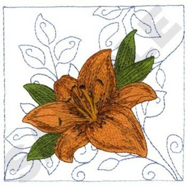 Picture of Lily Quilt Square Machine Embroidery Design