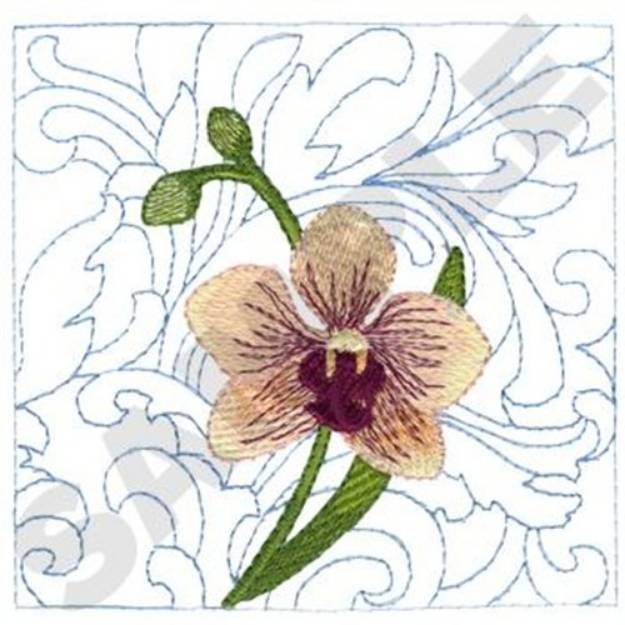 Picture of Orchid Quilt Square Machine Embroidery Design