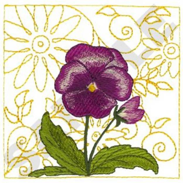 Picture of Pansy Quilt Square Machine Embroidery Design