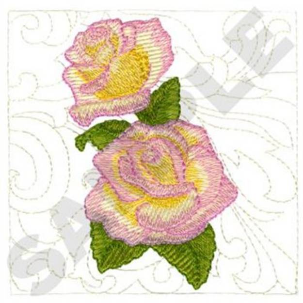 Picture of Roses Quilt Square Machine Embroidery Design