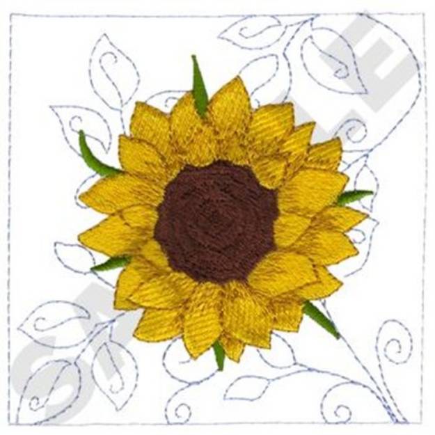 Picture of Sunflower Quilt Square Machine Embroidery Design