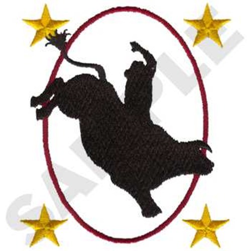 Bull Rider In Oval Machine Embroidery Design