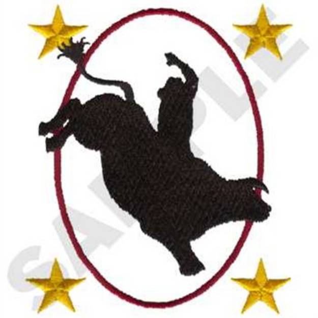 Picture of Bull Rider In Oval Machine Embroidery Design