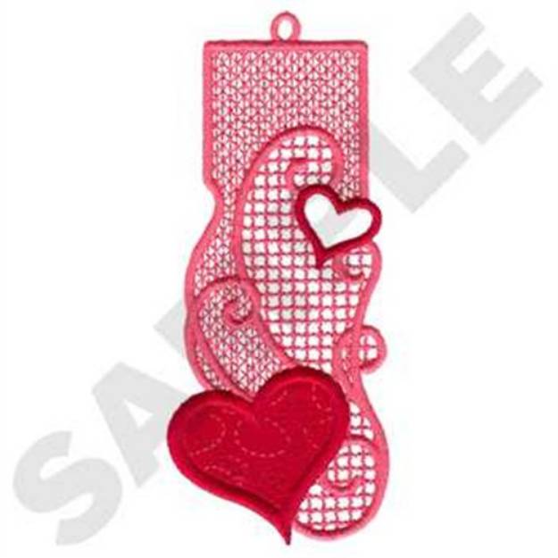 Picture of Hearts Bookmark Applique Machine Embroidery Design