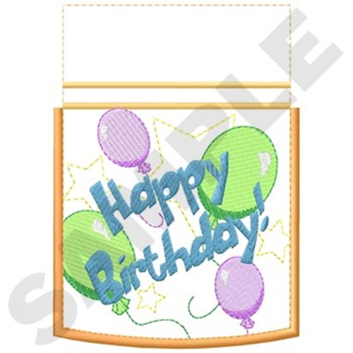 Birthday Gift Bag (front) Machine Embroidery Design