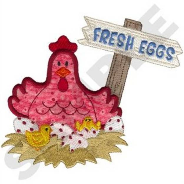 Picture of Fresh Eggs Applique Machine Embroidery Design