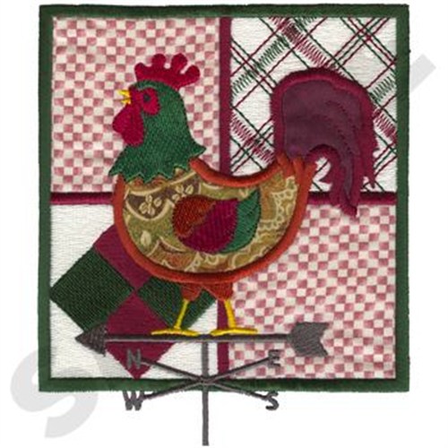 Patchwork Rooster Applique Machine Embroidery Design