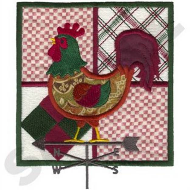 Picture of Patchwork Rooster Applique Machine Embroidery Design