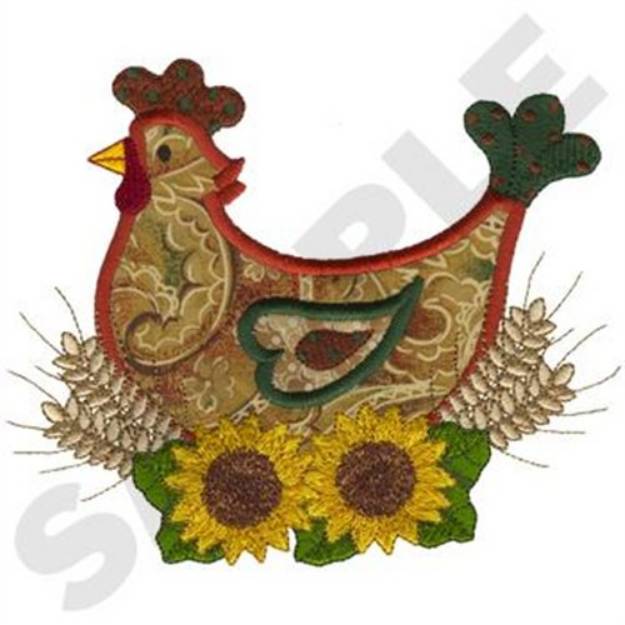Picture of Hen W/Sunflowers Applique Machine Embroidery Design
