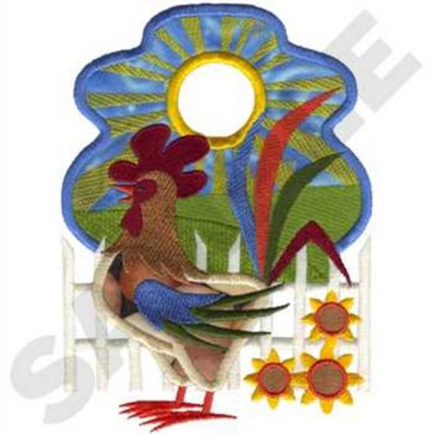 Picture of Rooster Towel Topper Applique Machine Embroidery Design