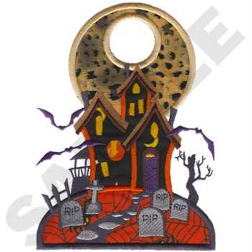 Haunted House Towel Topper Machine Embroidery Design