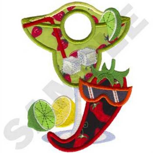 Picture of Chile Pepper W/Margarita Machine Embroidery Design