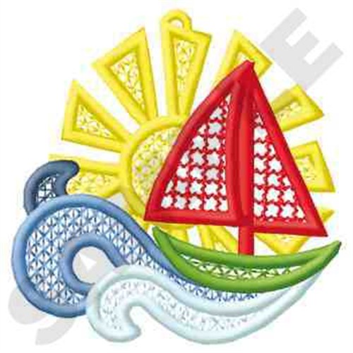 Summer Sailing Machine Embroidery Design